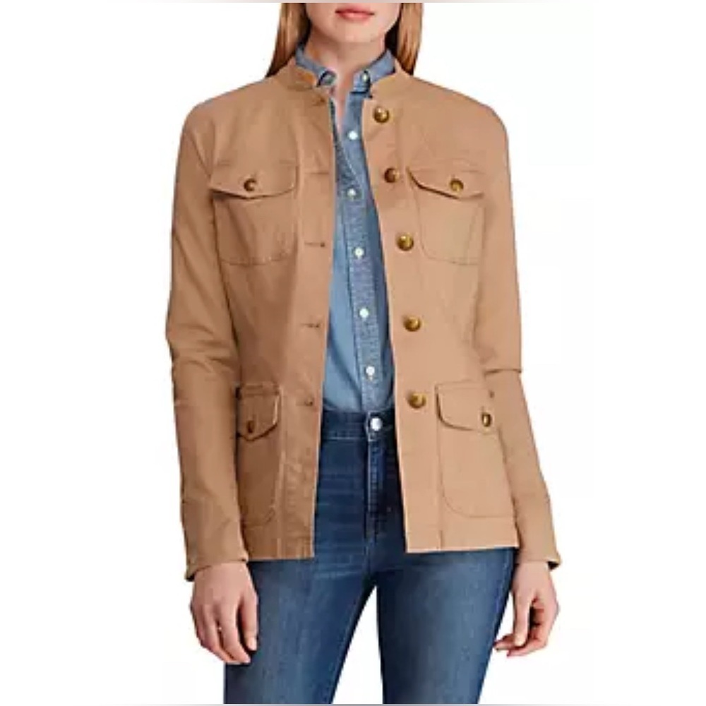 LRL Lauren Jeans Co Military Look Canvas Button Down Jacket Sz M